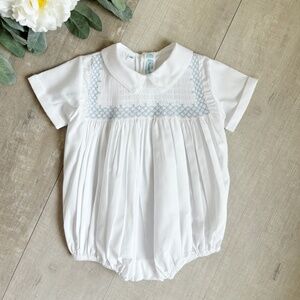 Heirloom Collection Vintage Smocked Bodice Creeper Feltman Brothers White NWT